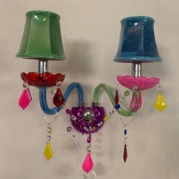 Färgglada Crystal Sconce Europeiska Två Ljus Vägg Ljus Gång