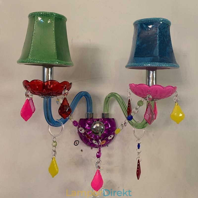 Färgglada Crystal Sconce Europeiska Två Ljus Vägg Ljus Gång
