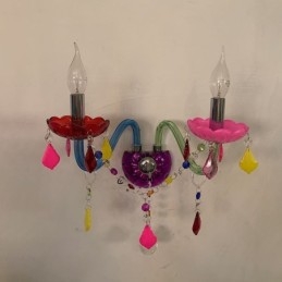 Färgglada Crystal Sconce Europeiska Två Ljus Vägg Ljus Gång