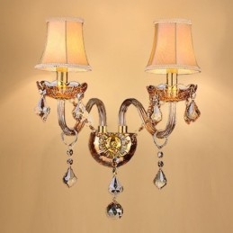 Europeiska Crystal Sconce Elegant Två Ljus Vägg Ljus Trappor