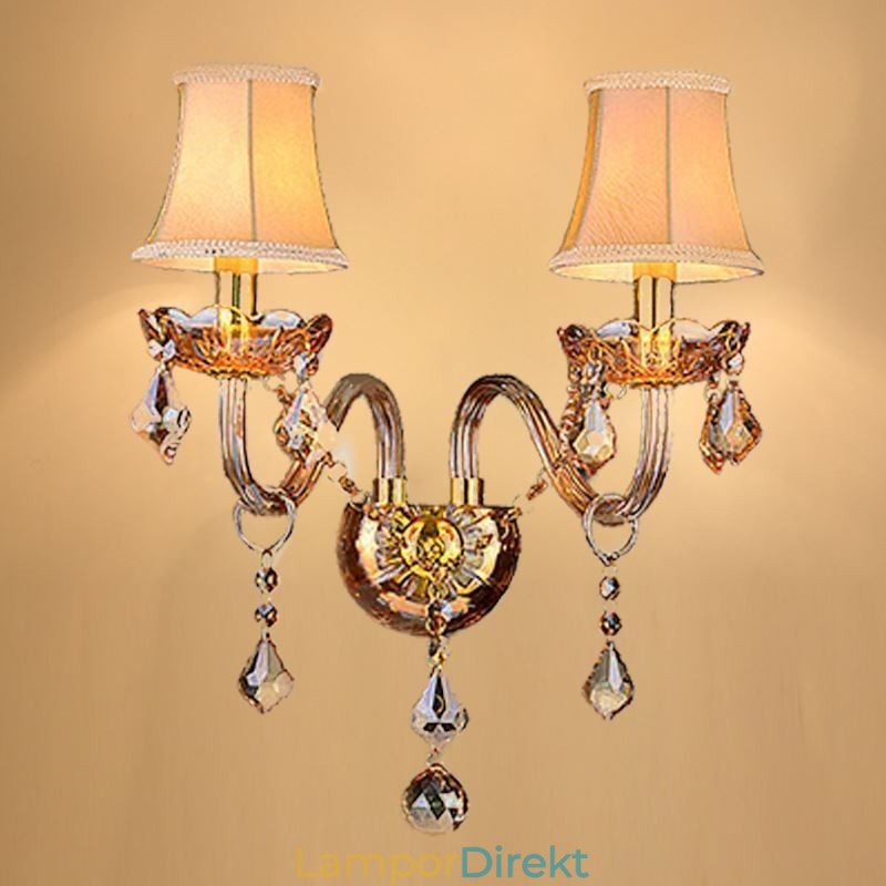 Europeiska Crystal Sconce Elegant Två Ljus Vägg Ljus Trappor