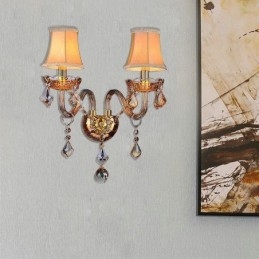 Europeiska Crystal Sconce Elegant Två Ljus Vägg Ljus Trappor