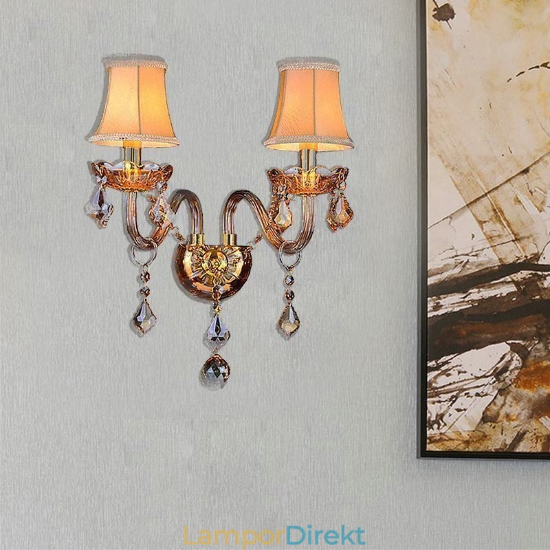 Europeiska Crystal Sconce Elegant Två Ljus Vägg Ljus Trappor