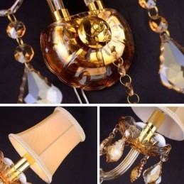 Europeiska Crystal Sconce Elegant Två Ljus Vägg Ljus Trappor