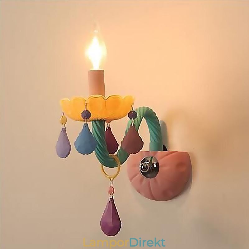 European Crystal Sconce Macaron Färgglad Vägglampa