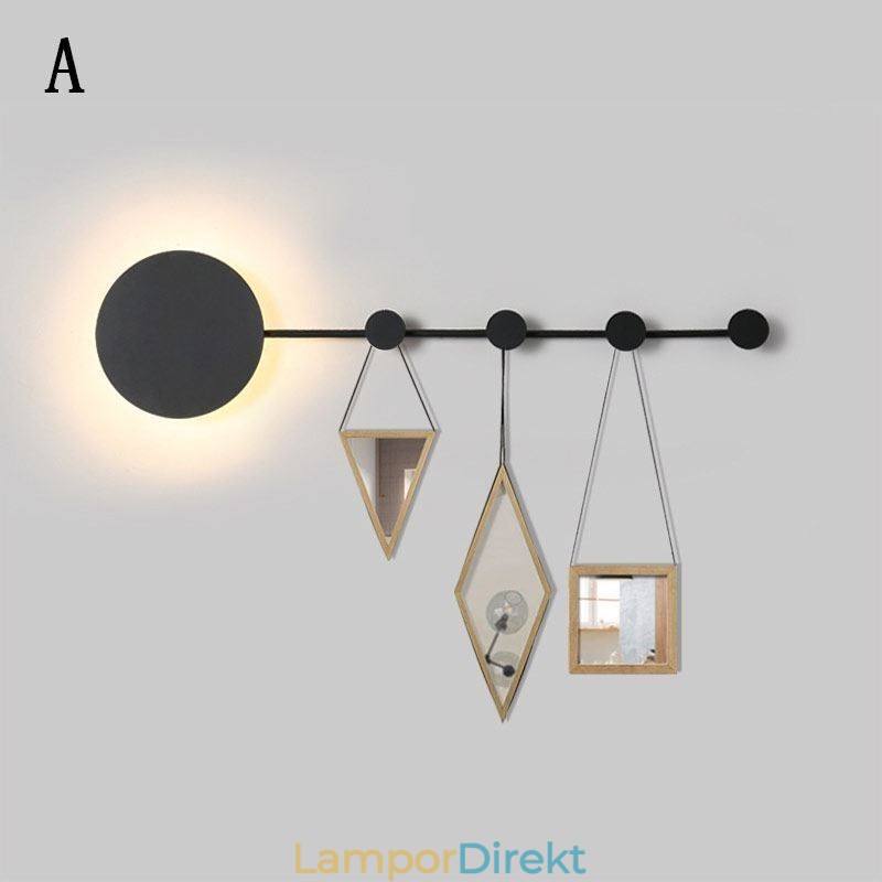 Modern Vägglampa Cirkulär Vägglampa Svart Krok Sconce Sängbelysning