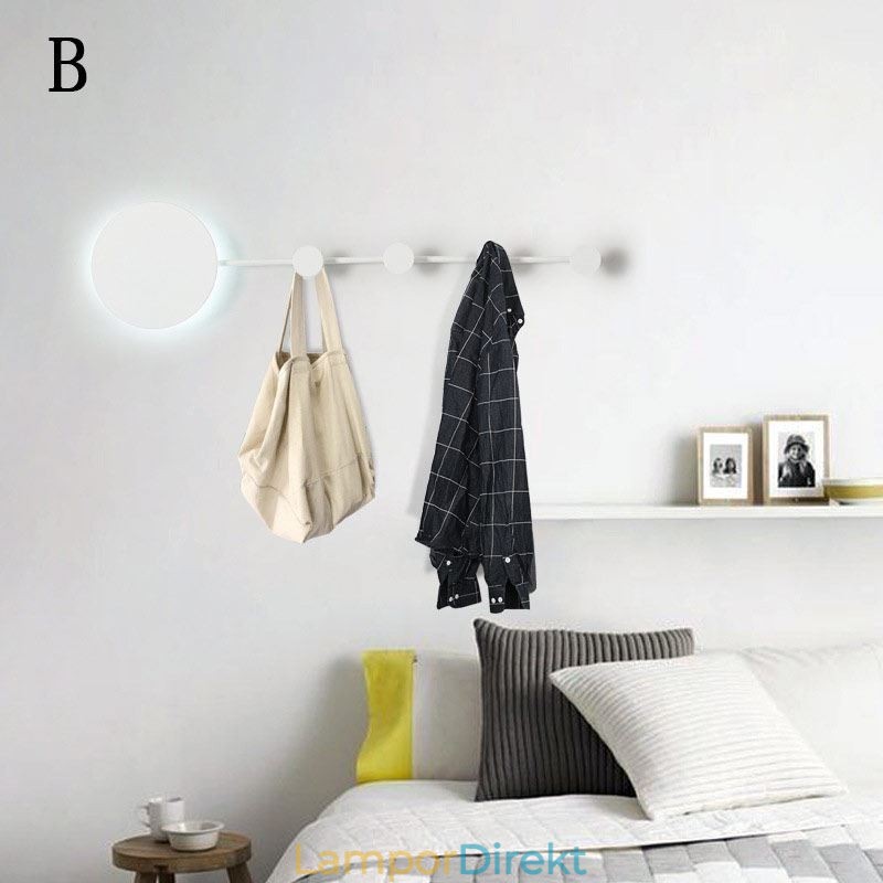 Modern Vägglampa Cirkulär Vägglampa Svart Krok Sconce Sängbelysning