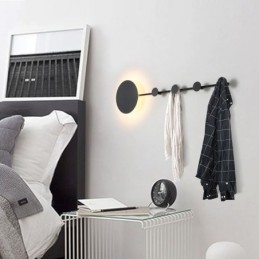 Modern Vägglampa Cirkulär Vägglampa Svart Krok Sconce Sängbelysning