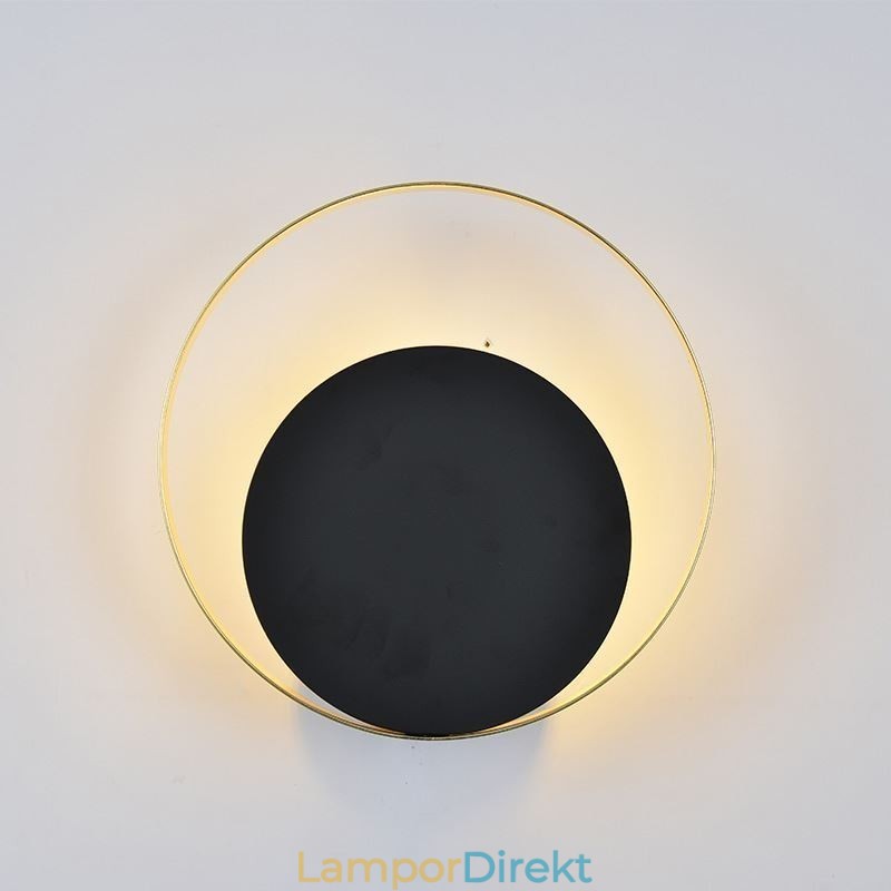Modern Style Vägglampa Svart Cirkulär Vägglampa Kreativ Lampa Sängbelysning
