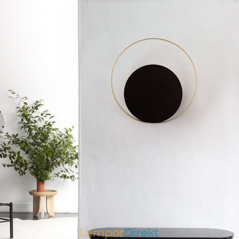 Modern Style Vägglampa Svart Cirkulär Vägglampa Kreativ Lampa Sängbelysning