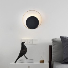 Modern Style Vägglampa Svart Cirkulär Vägglampa Kreativ Lampa Sängbelysning