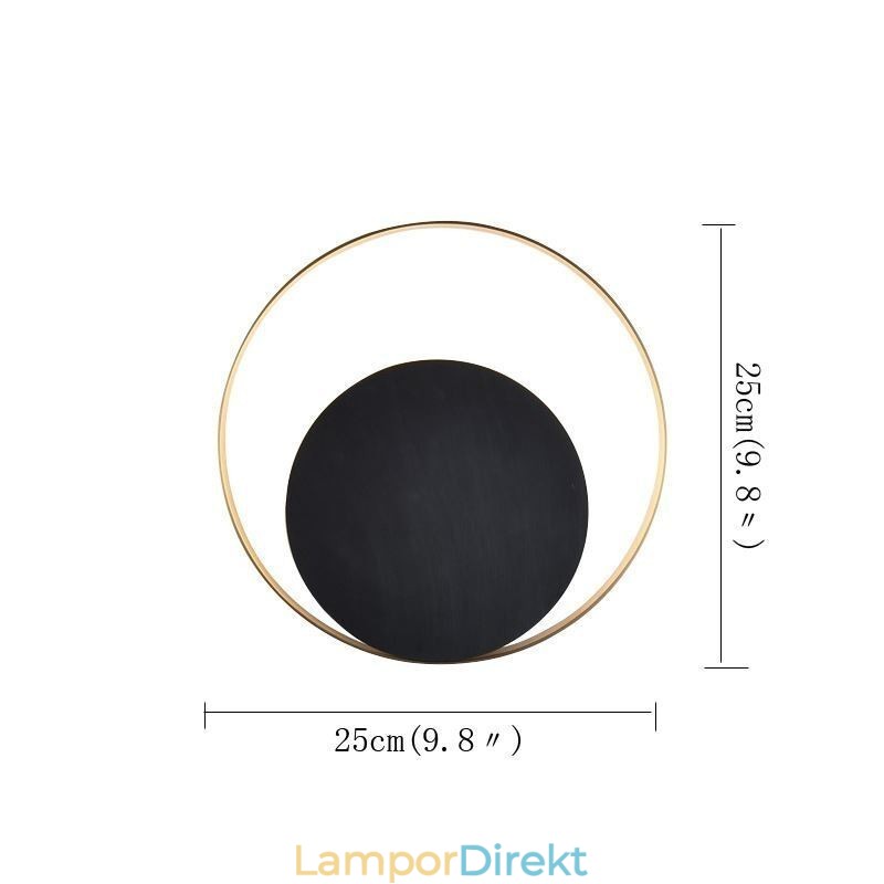 Modern Style Vägglampa Svart Cirkulär Vägglampa Kreativ Lampa Sängbelysning