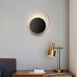 Modern Style Vägglampa Svart Cirkulär Vägglampa Kreativ Lampa Sängbelysning