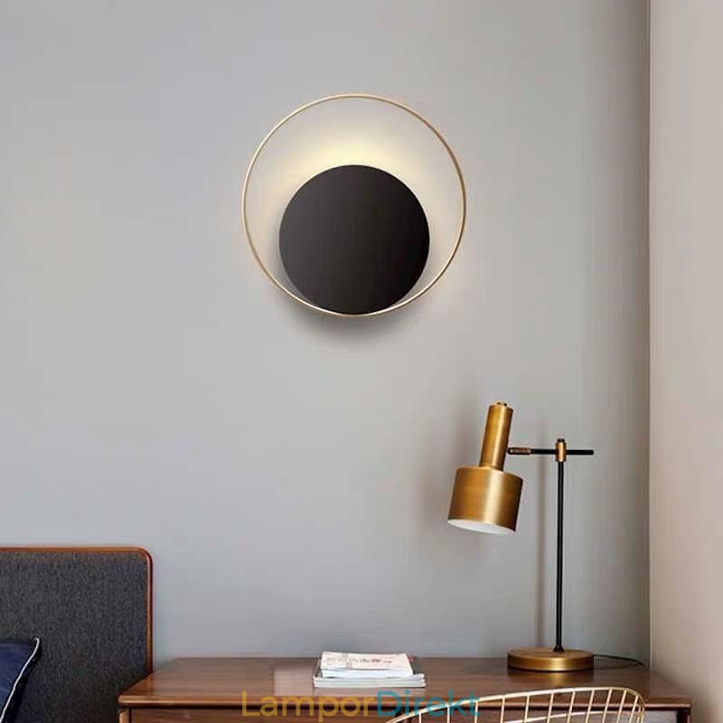 Modern Style Vägglampa Svart Cirkulär Vägglampa Kreativ Lampa Sängbelysning