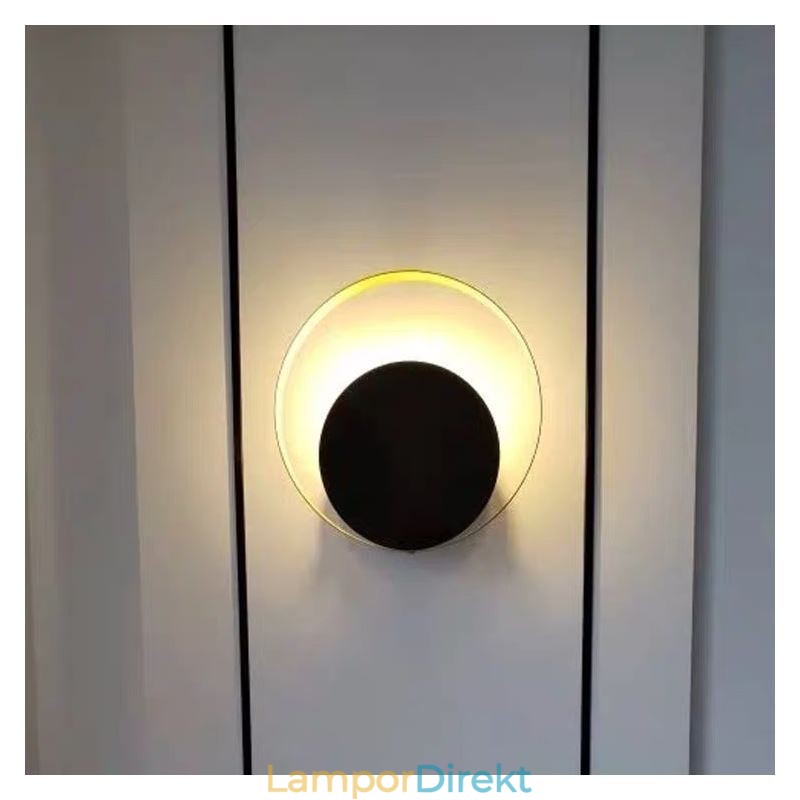 Modern Style Vägglampa Svart Cirkulär Vägglampa Kreativ Lampa Sängbelysning