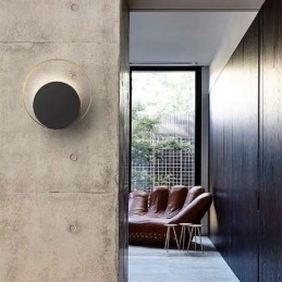 Modern Style Vägglampa Svart Cirkulär Vägglampa Kreativ Lampa Sängbelysning