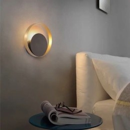 Modern Style Vägglampa Svart Cirkulär Vägglampa Kreativ Lampa Sängbelysning