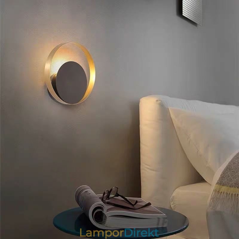 Modern Style Vägglampa Svart Cirkulär Vägglampa Kreativ Lampa Sängbelysning