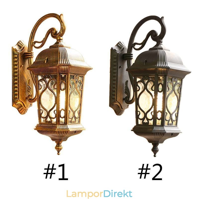 European Retro Outdoor Wall Sconce Vattentät Snidad Vägglampa