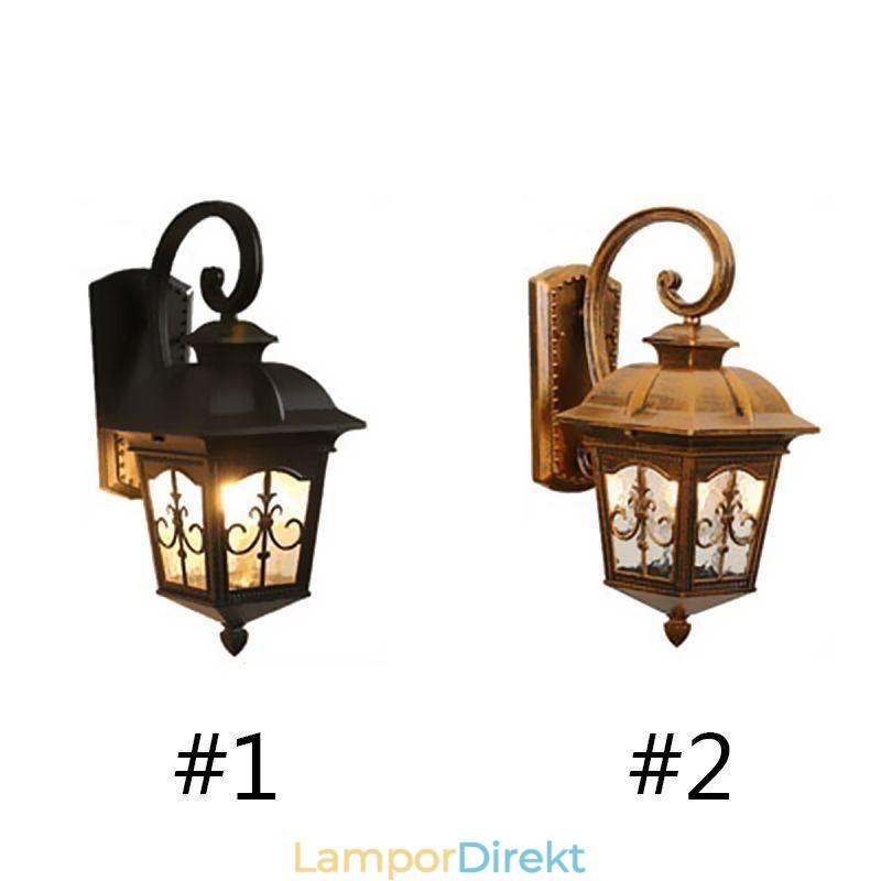 European Retro Outdoor Vägglampa Vattentät Pil Blomma Vägglampa