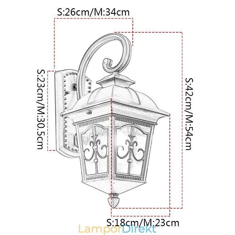 European Retro Outdoor Vägglampa Vattentät Pil Blomma Vägglampa