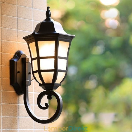 European Wall Sconce Retro Outdoor Light Single Head Vattentät Frostat Glas Vägglampa
