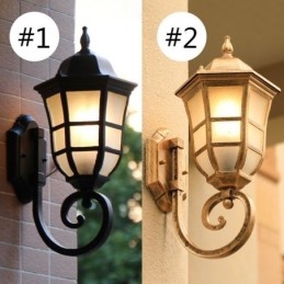 European Wall Sconce Retro Outdoor Light Single Head Vattentät Frostat Glas Vägglampa