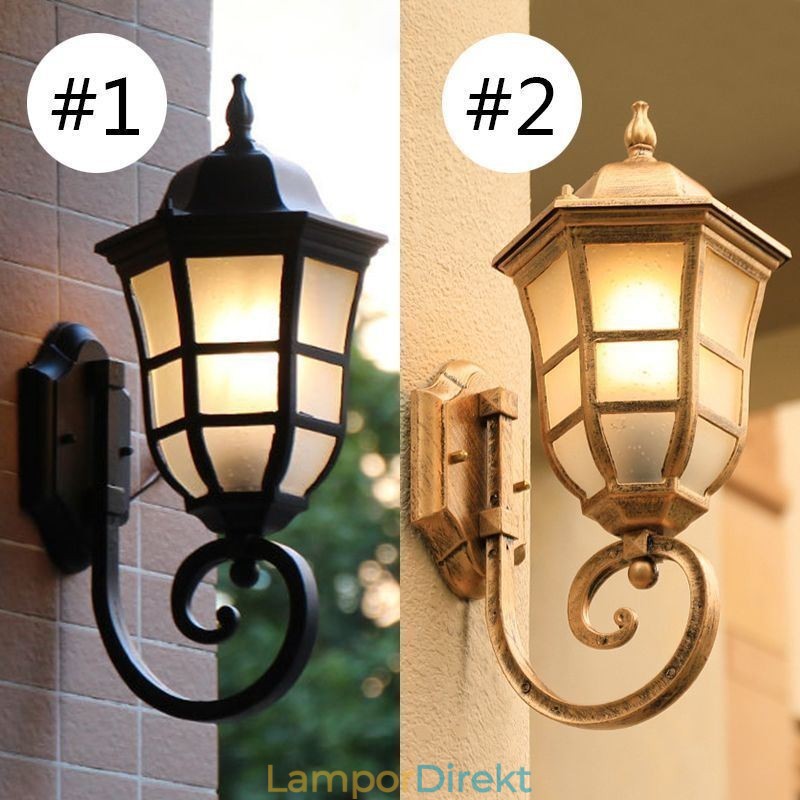 European Wall Sconce Retro Outdoor Light Single Head Vattentät Frostat Glas Vägglampa