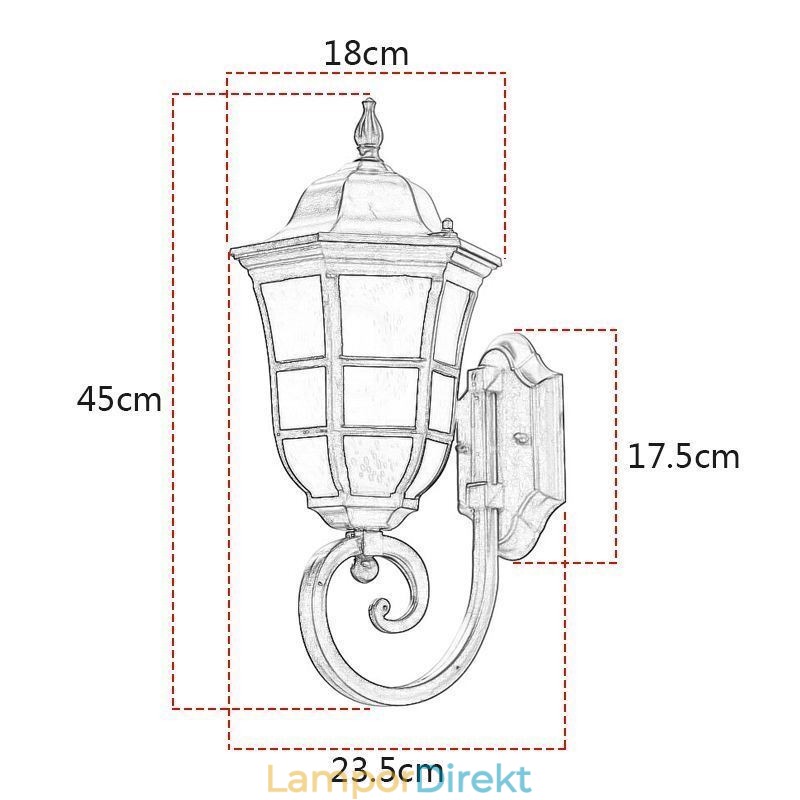 European Wall Sconce Retro Outdoor Light Single Head Vattentät Frostat Glas Vägglampa