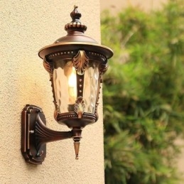Europeisk Retro Utomhus Vägglampa Vattentät Snidad Vägglampa Trädgård Balkong Innergård