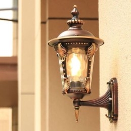 Europeisk Retro Utomhus Vägglampa Vattentät Snidad Vägglampa Trädgård Balkong Innergård