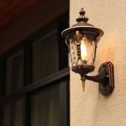Europeisk Retro Utomhus Vägglampa Vattentät Snidad Vägglampa Trädgård Balkong Innergård