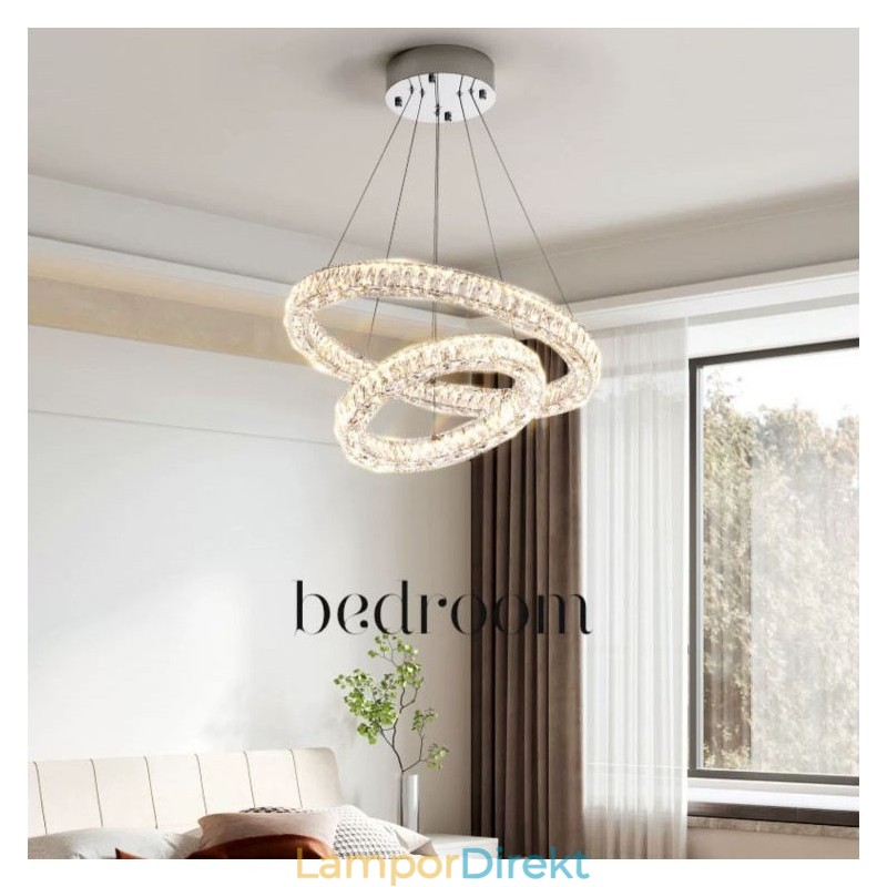 Kristall Taklampa Modern 2 Ringar Tre Sidor K9 Kristall Taklampor Inomhus Lamparmaturer