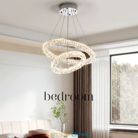 Kristall Taklampa Modern 2 Ringar Tre Sidor K9 Kristall Taklampor Inomhus Lamparmaturer