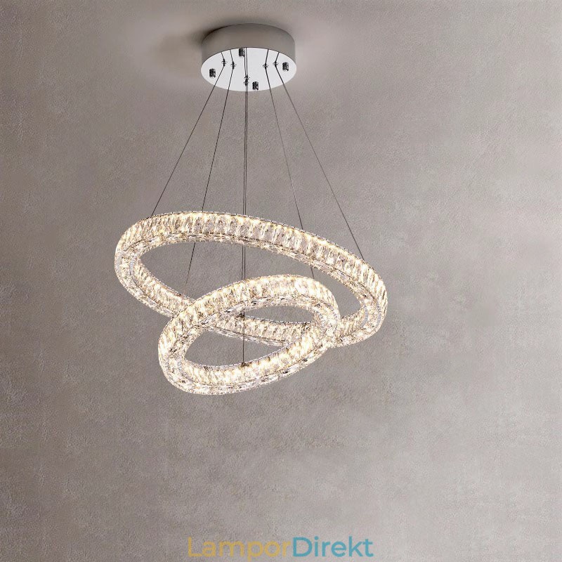 Kristall Taklampa Modern 2 Ringar Tre Sidor K9 Kristall Taklampor Inomhus Lamparmaturer