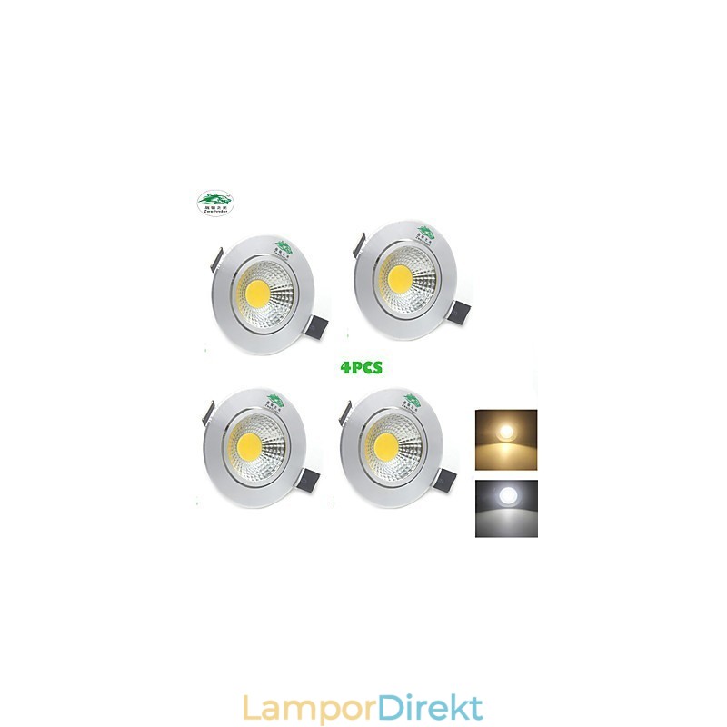 4 St Zweihnder 3W 300Lm Cob Taklampa Downlight Varmvitt Ljus
