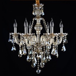 Ljuskrona Cognac Färg Kristall Modern 6 Lights Contemporary Glass