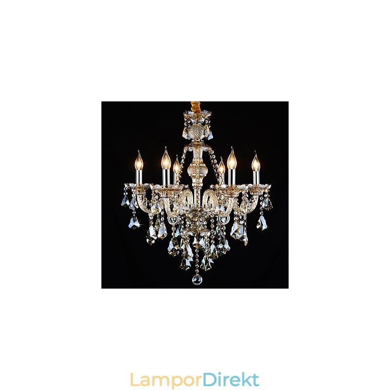 Ljuskrona Cognac Färg Kristall Modern 6 Lights Contemporary Glass
