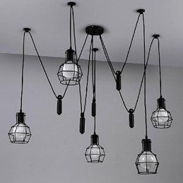Traditionell Klassisk Vintage Retro Lykta Land Mini Stil Målning Metall Hängande Ljus Matsal