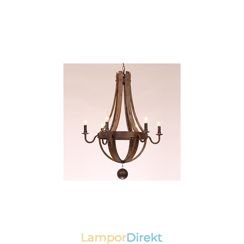 Ljuskrona 6 Lampor Vintage Retro Country Living Dining Garage Metal