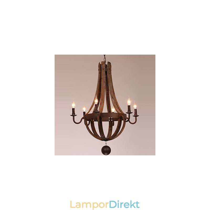 Ljuskrona 6 Lampor Vintage Retro Country Living Dining Garage Metal