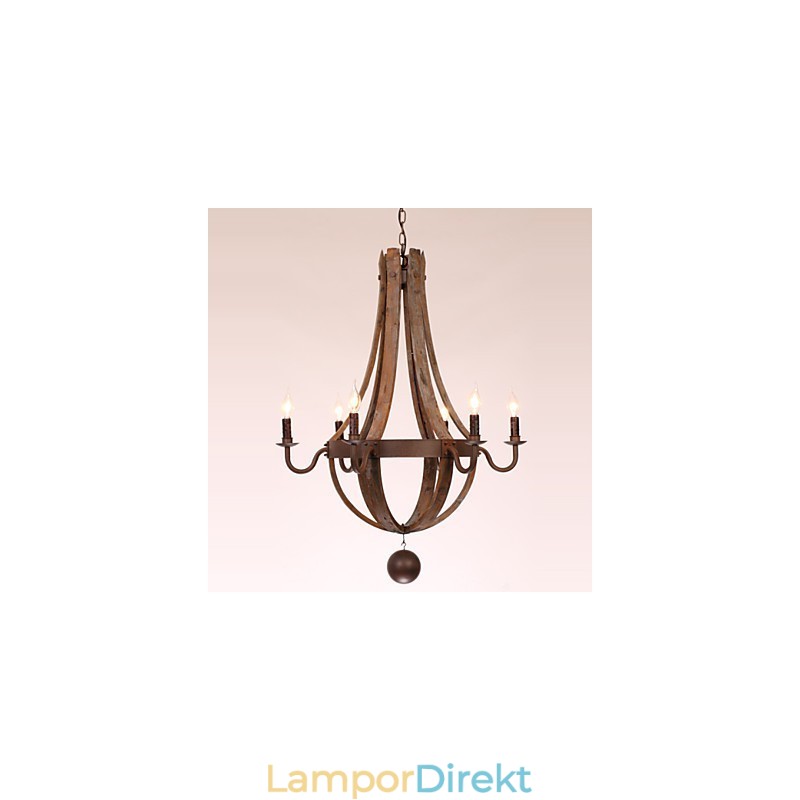 Ljuskrona 6 Lampor Vintage Retro Country Living Dining Garage Metal