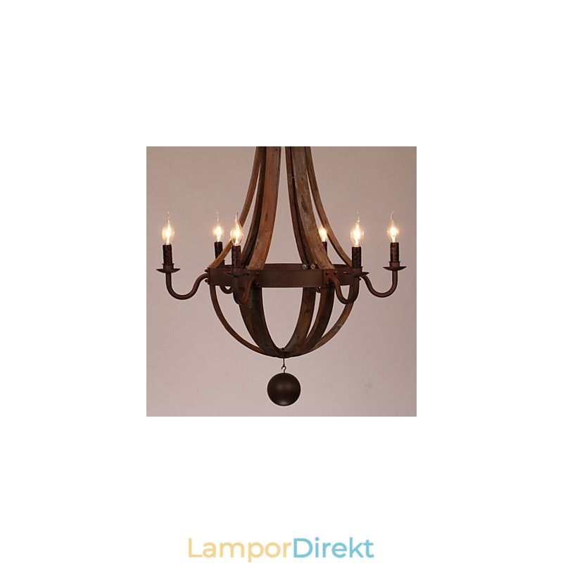 Ljuskrona 6 Lampor Vintage Retro Country Living Dining Garage Metal