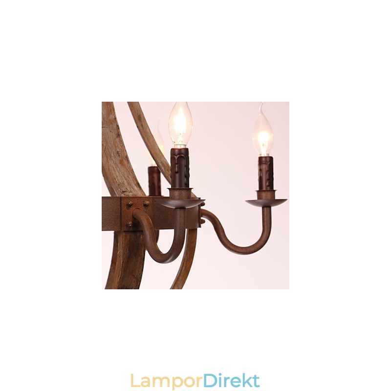 Ljuskrona 6 Lampor Vintage Retro Country Living Dining Garage Metal