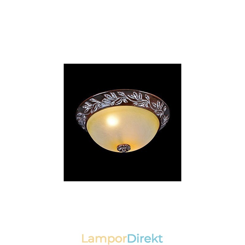 Flush Mount Ljus Vit Gul Glas Resin Silver Carving European Classic