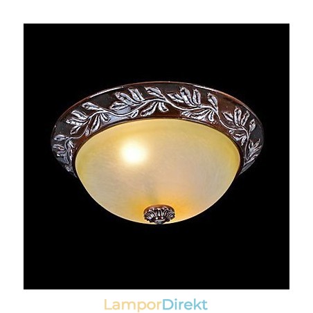Flush Mount Ljus Vit Gul Glas Resin Silver Carving European Classic