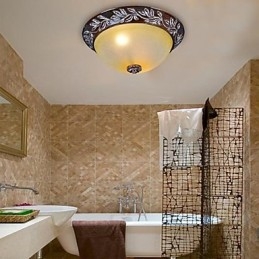 Flush Mount Ljus Vit Gul Glas Resin Silver Carving European Classic