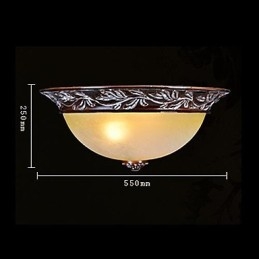Flush Mount Ljus Vit Gul Glas Resin Silver Carving European Classic