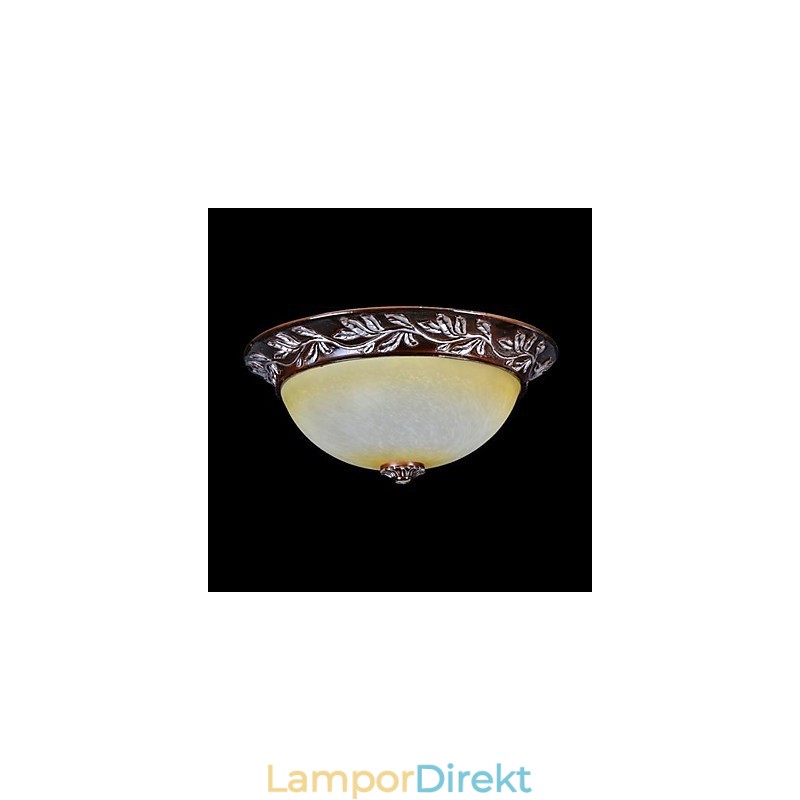 Flush Mount Ljus Vit Gul Glas Resin Silver Carving European Classic