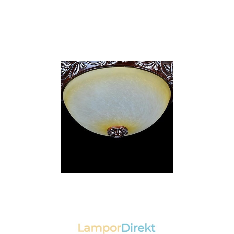 Flush Mount Ljus Vit Gul Glas Resin Silver Carving European Classic